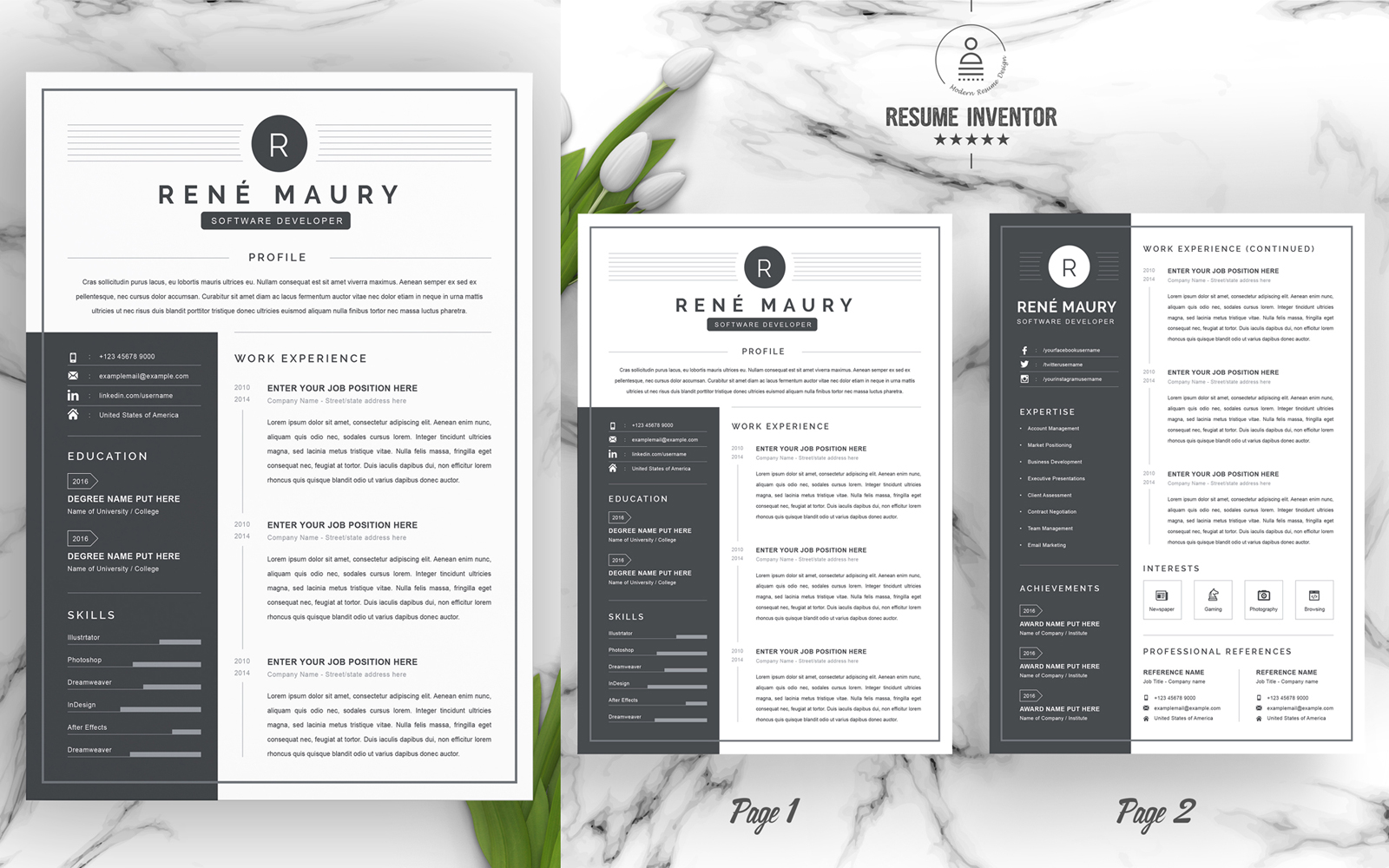 Rene /  CV Template Printable Resume Templates