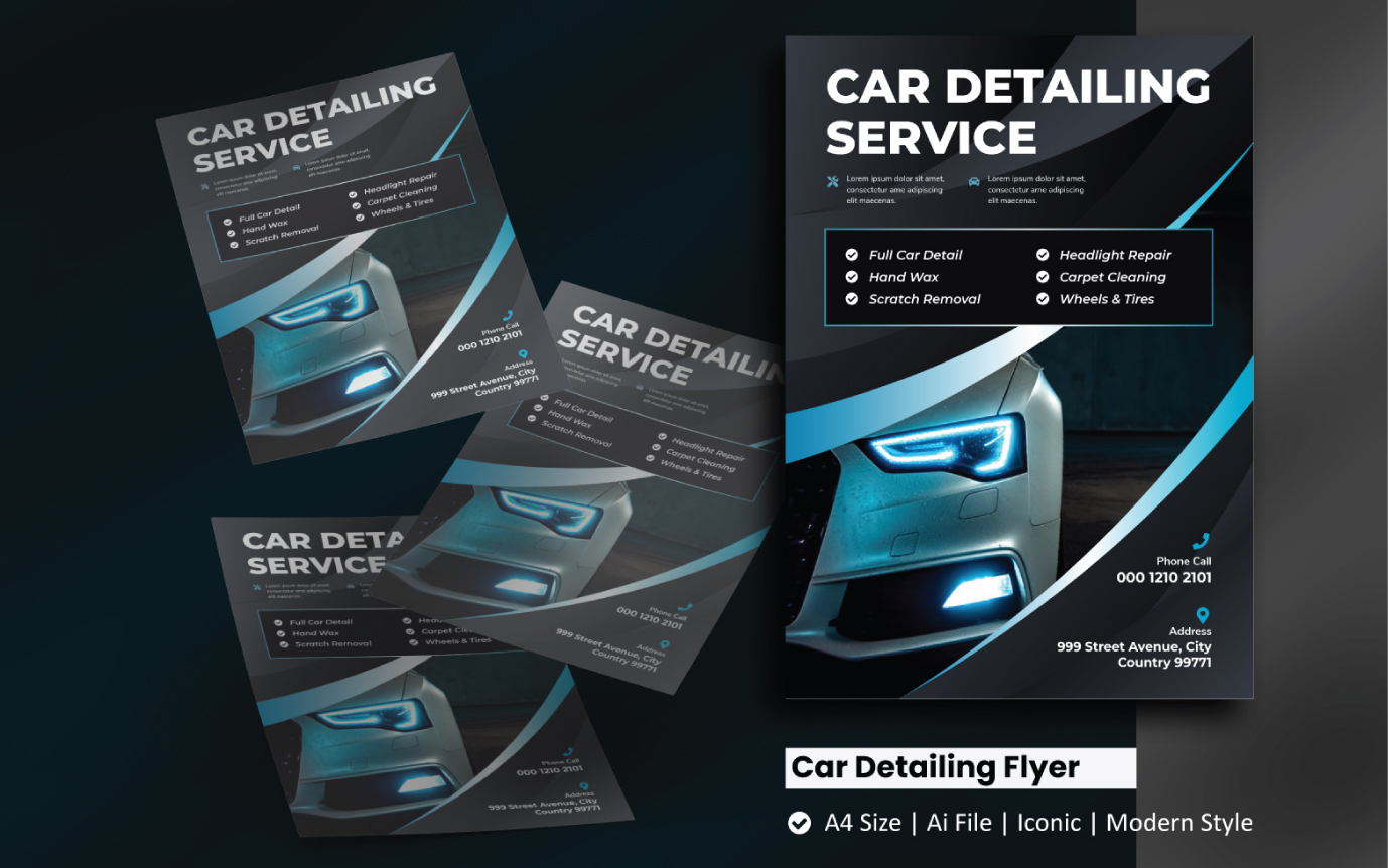 Car Detailing Service Flyer Corporate Identity Template