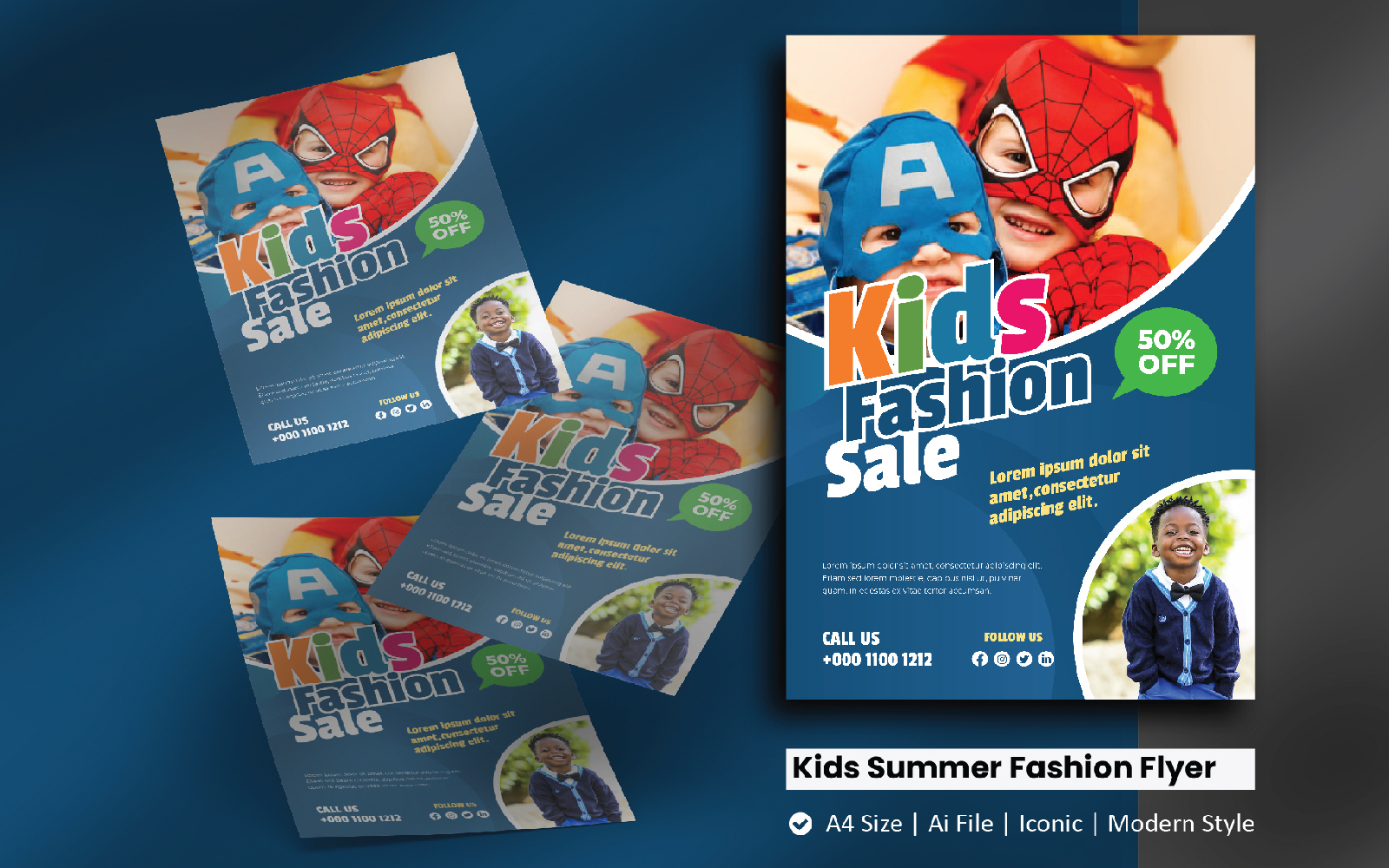 Kids Summer Fashion Sale Flyer Corporate Identity Template