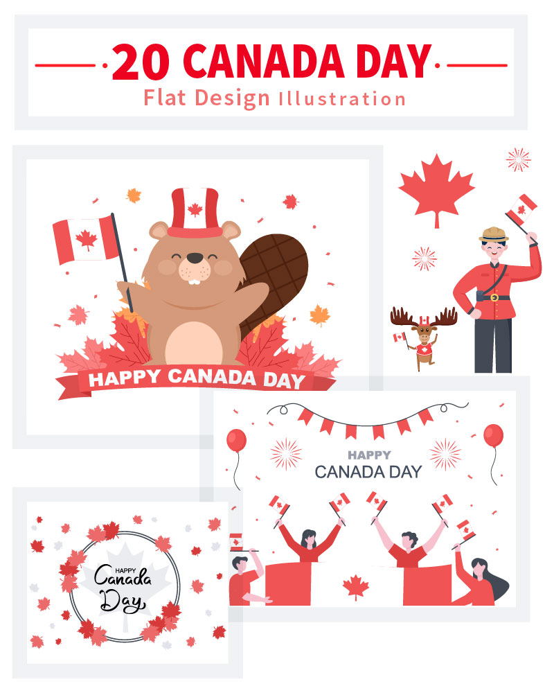 20 Happy Canada Day Celebration Illustration