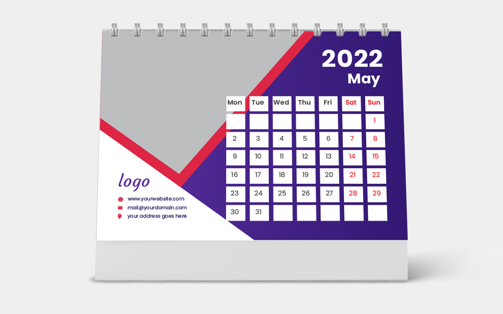 Personalised Desk Calendar 2022 Template