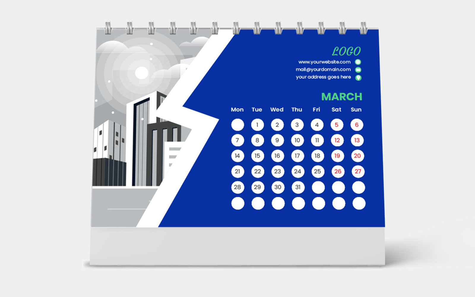Modern 2022 Desk Calendar Template Vector Design