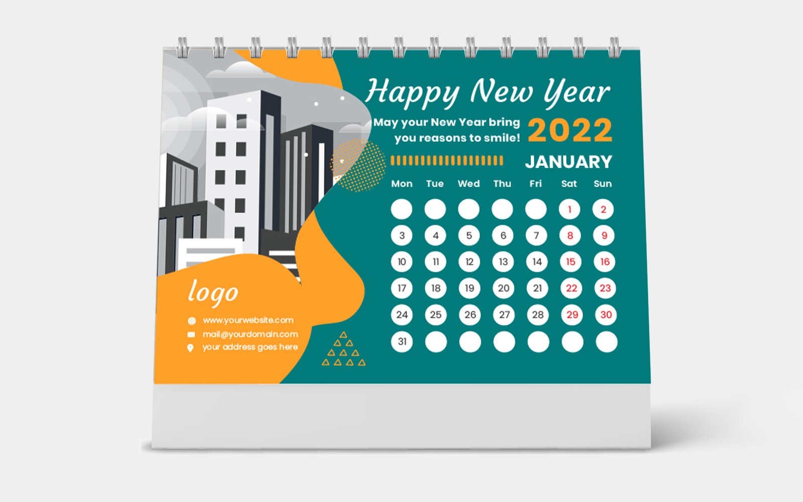 Desk Calendar 2022 Vector Design Template