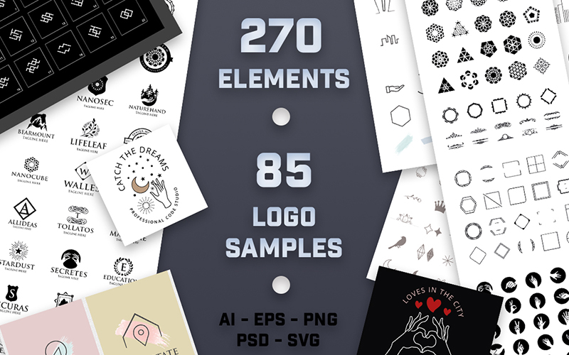 270 Ultra Big Logo Creator Elements and 85 Sample Logos