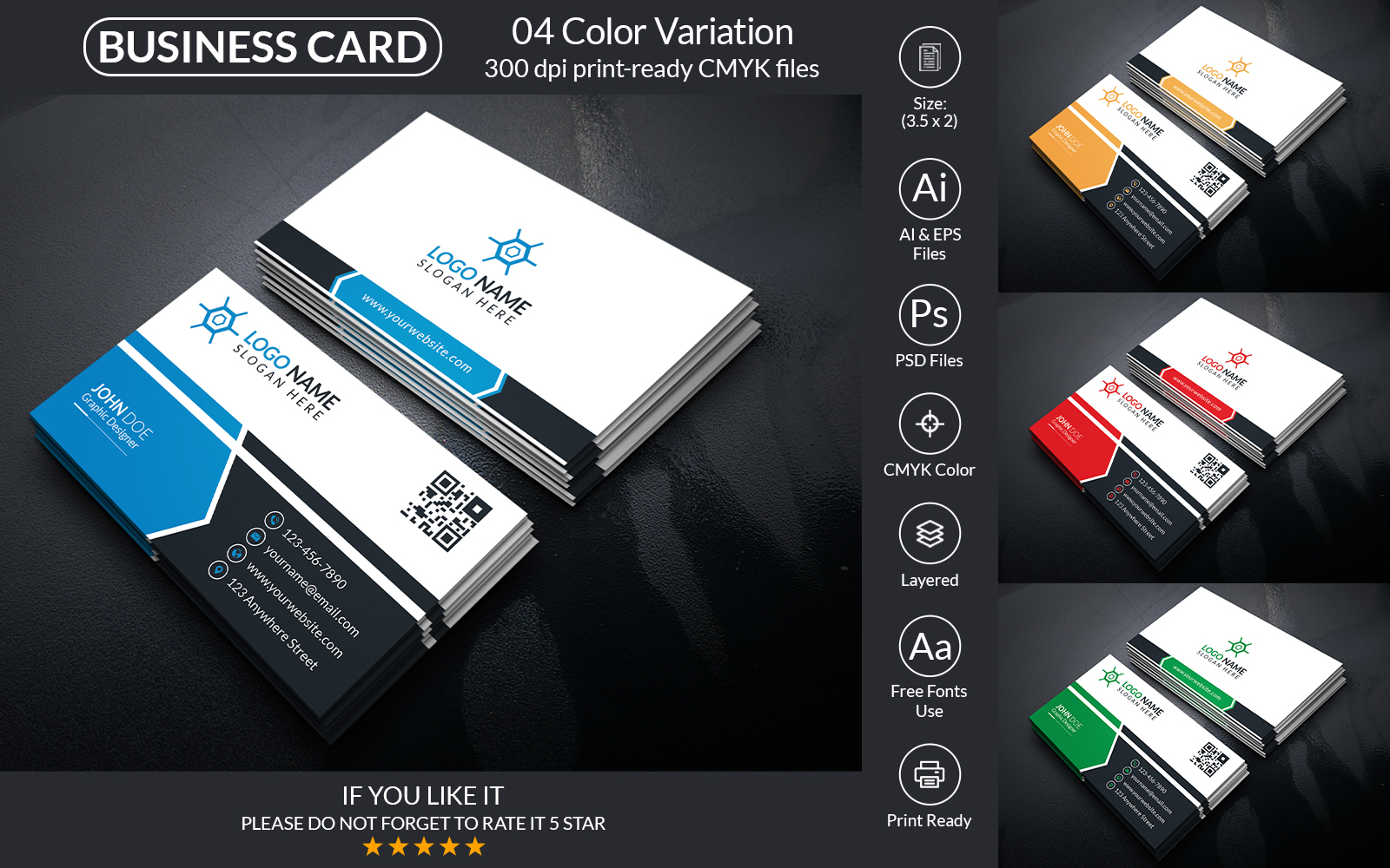 Corporate Business Card With Vector And PSD