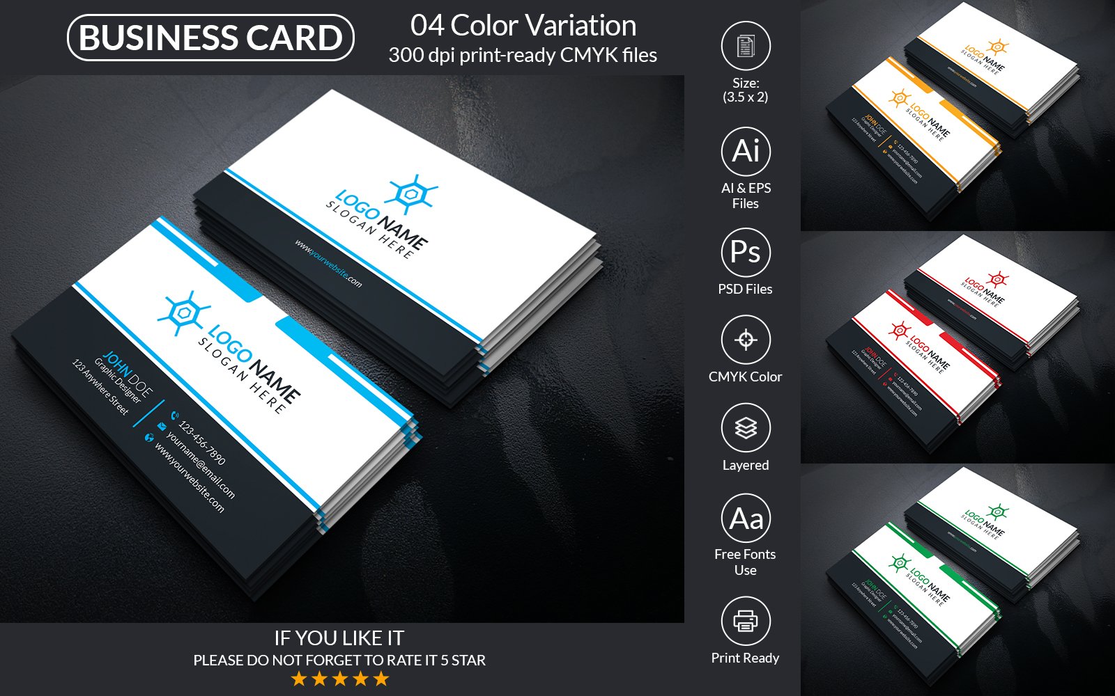 Corporate Business Card Design With Vector And PSD Format