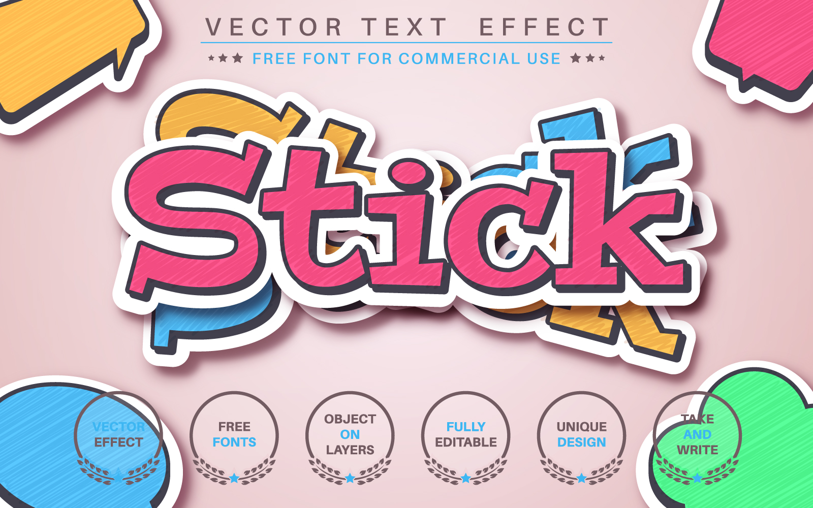 Set Sticker - Editable Text Effect, Font Style, Graphics Illustration