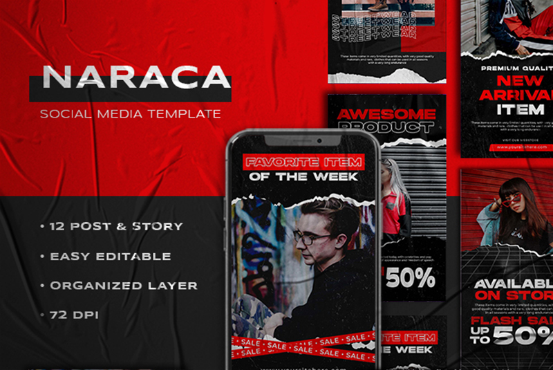 Naraca - Instagram Stories and Post Template Urban Fashion Social Media