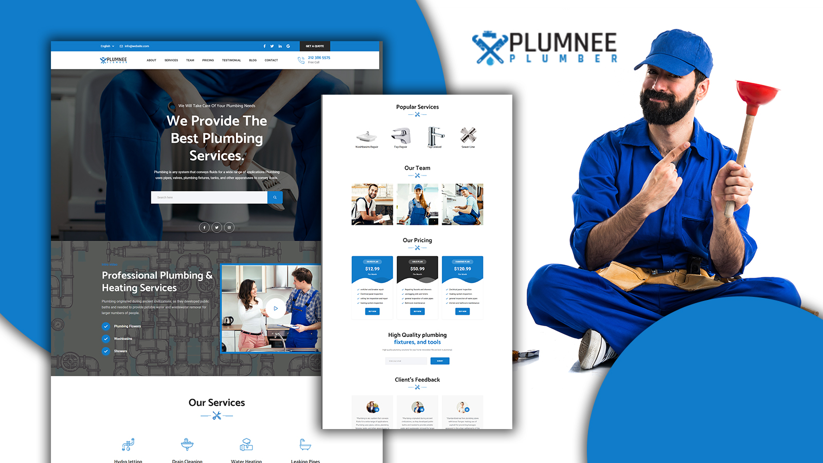 Plumnee Simple Plumbing & Sanitary Landing Page HTML5 Template