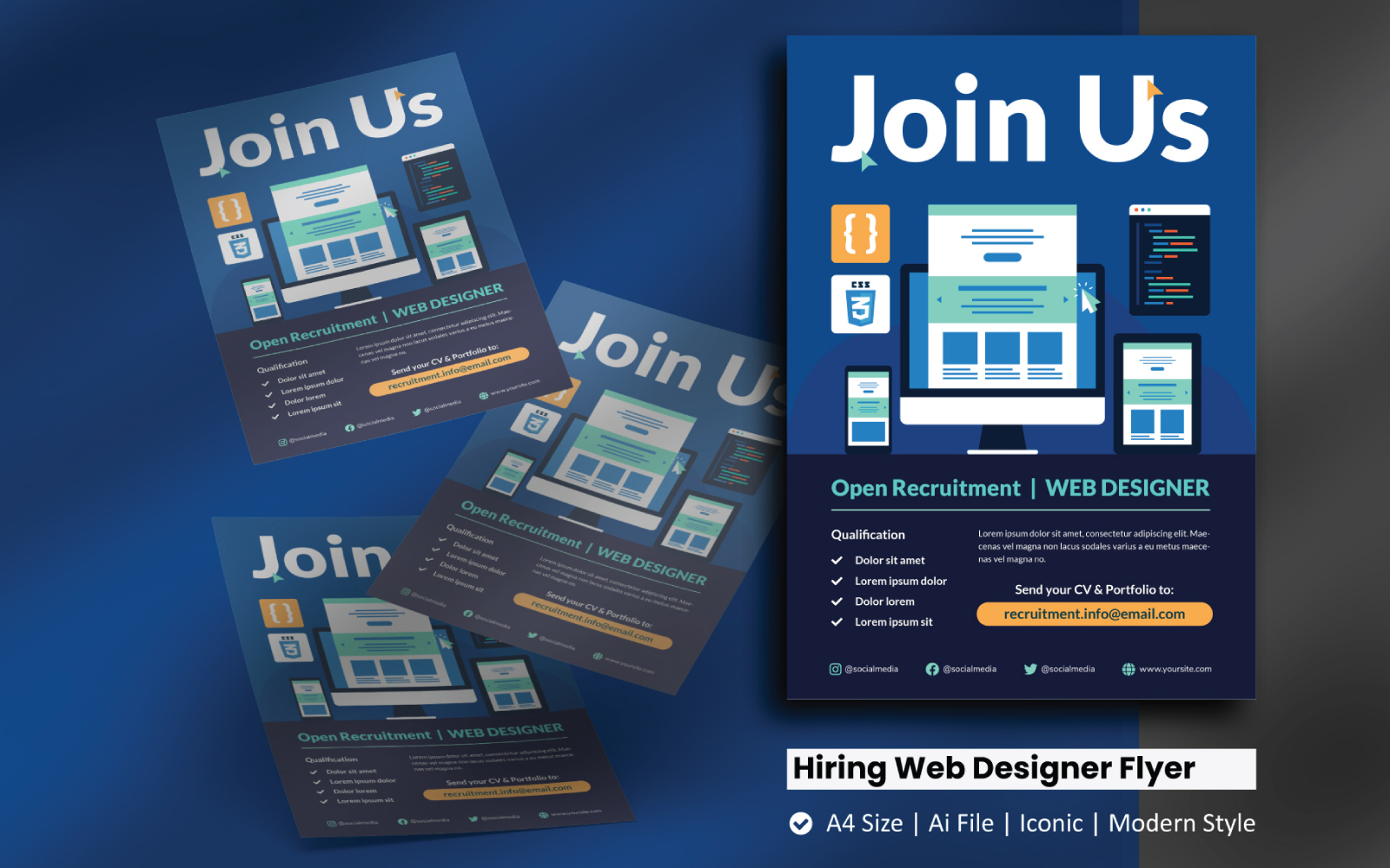 Recruitment Website Designer Flyer Corporate Identity Template