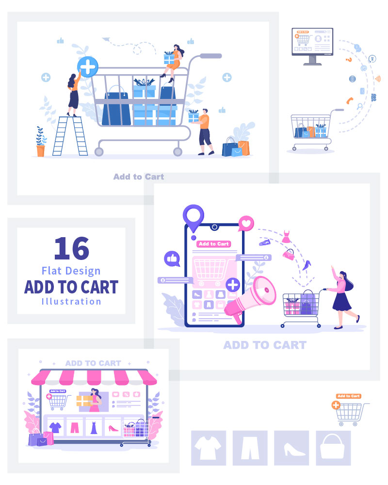 16 Add To Cart Vector Illustration