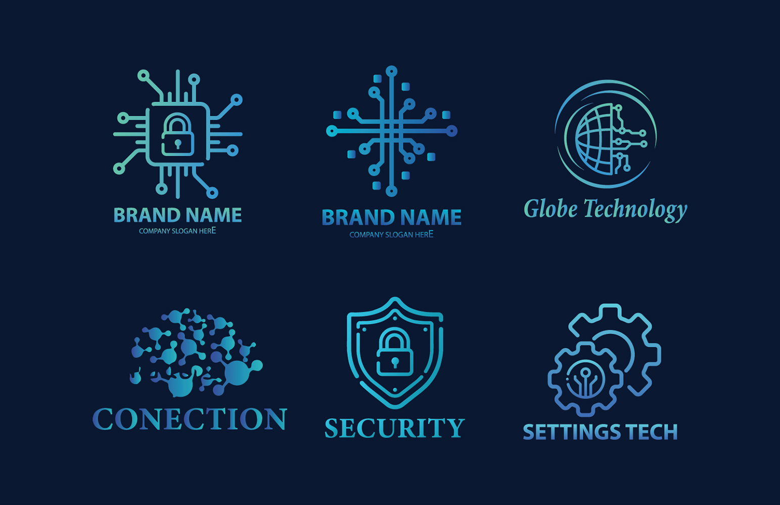 Technology Logo Design Set