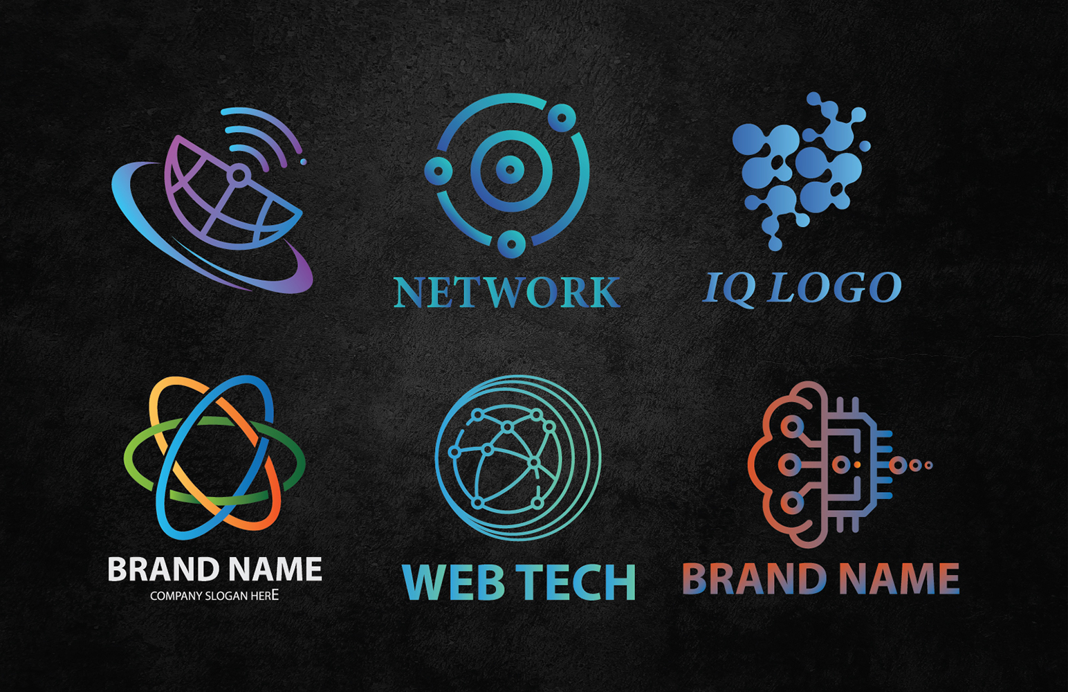 Digital Technology Logo Design Set