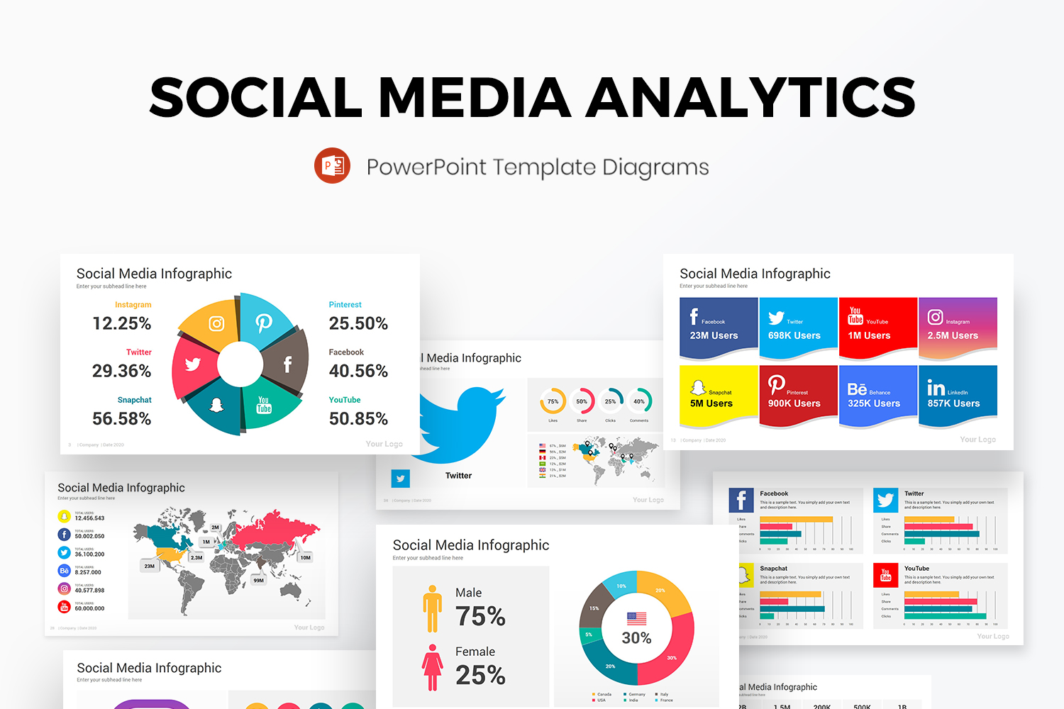 Social Media Analytics PowerPoint Diagrams Template