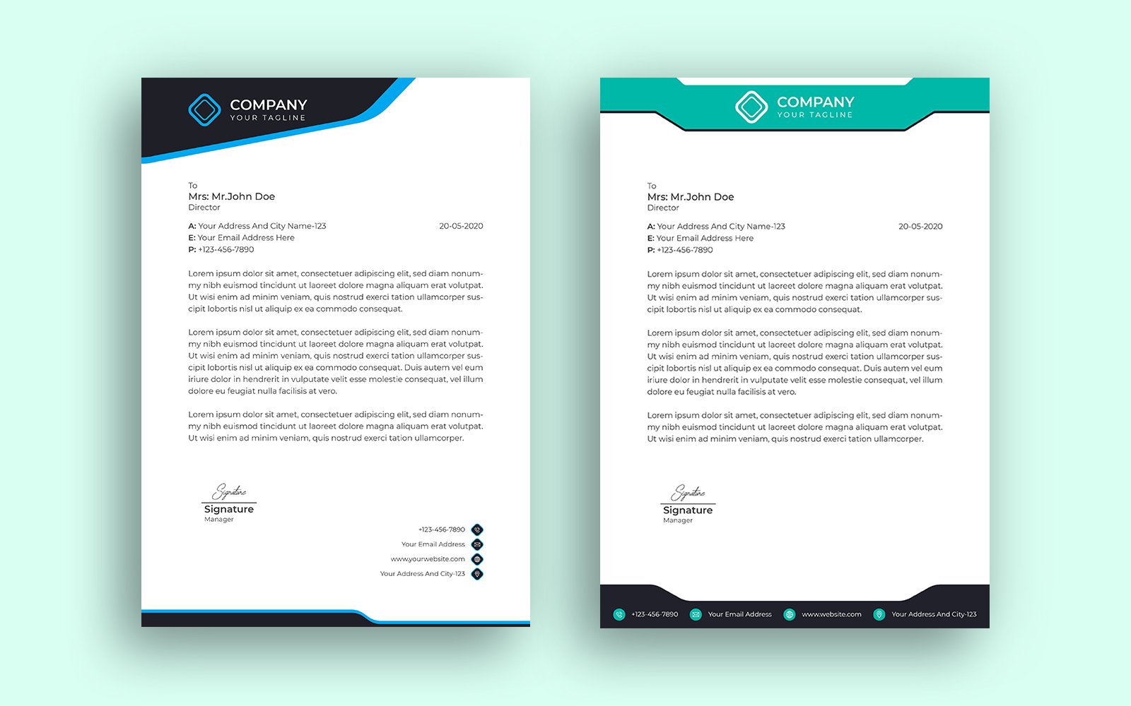 Corporate Letterhead Template Simple Design