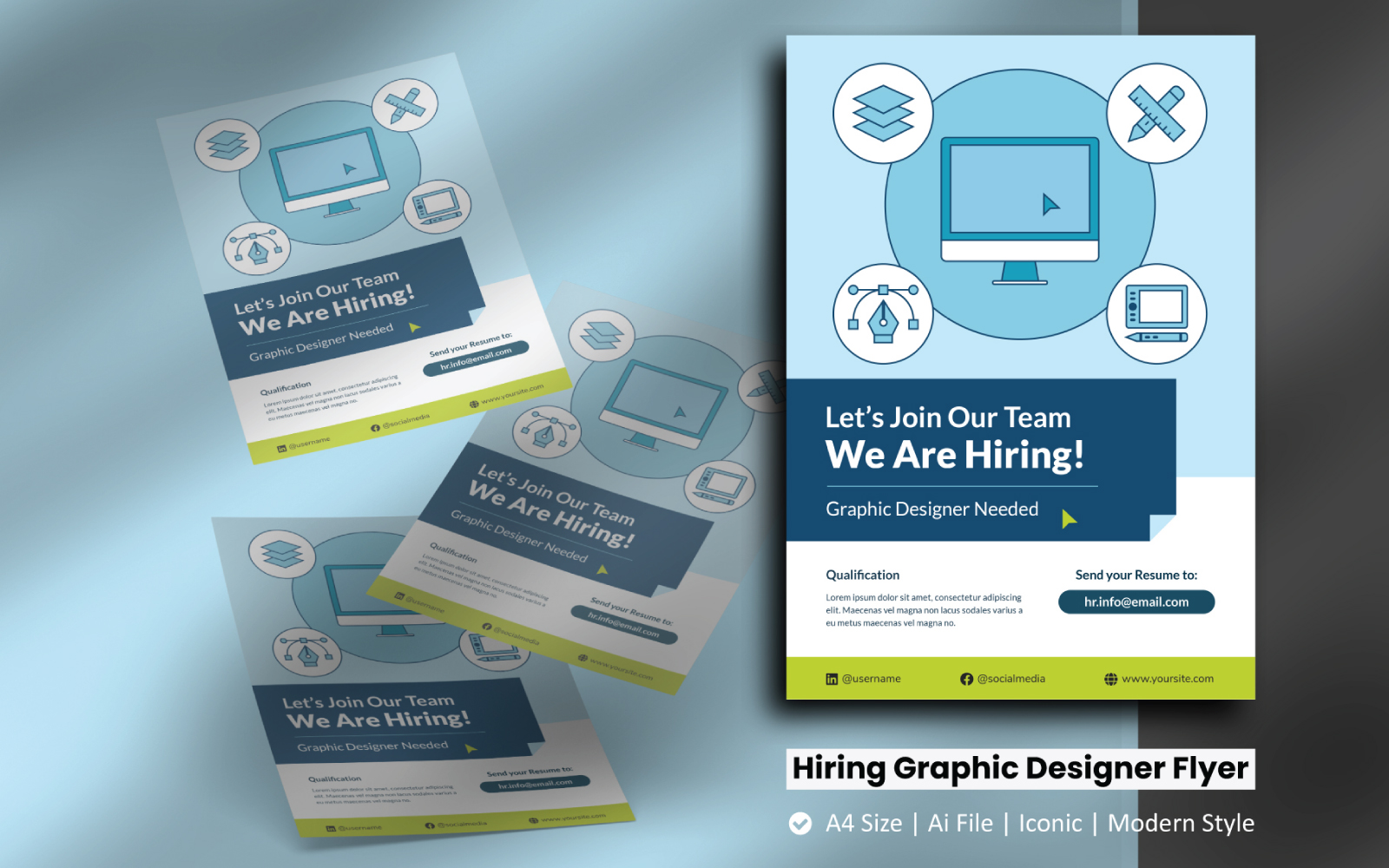 Recruitment Graphic Designer Flyer Corporate Identity Template