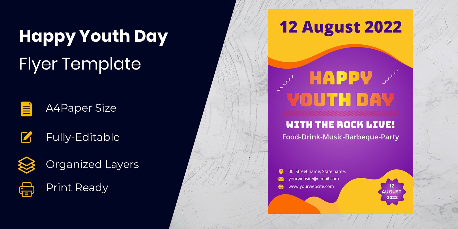 Happy Youth Day Modern Party Promotional Web Banner