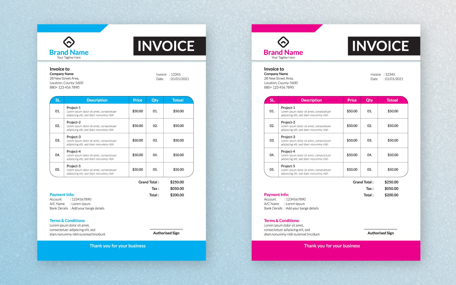 New Business Invoice template Design