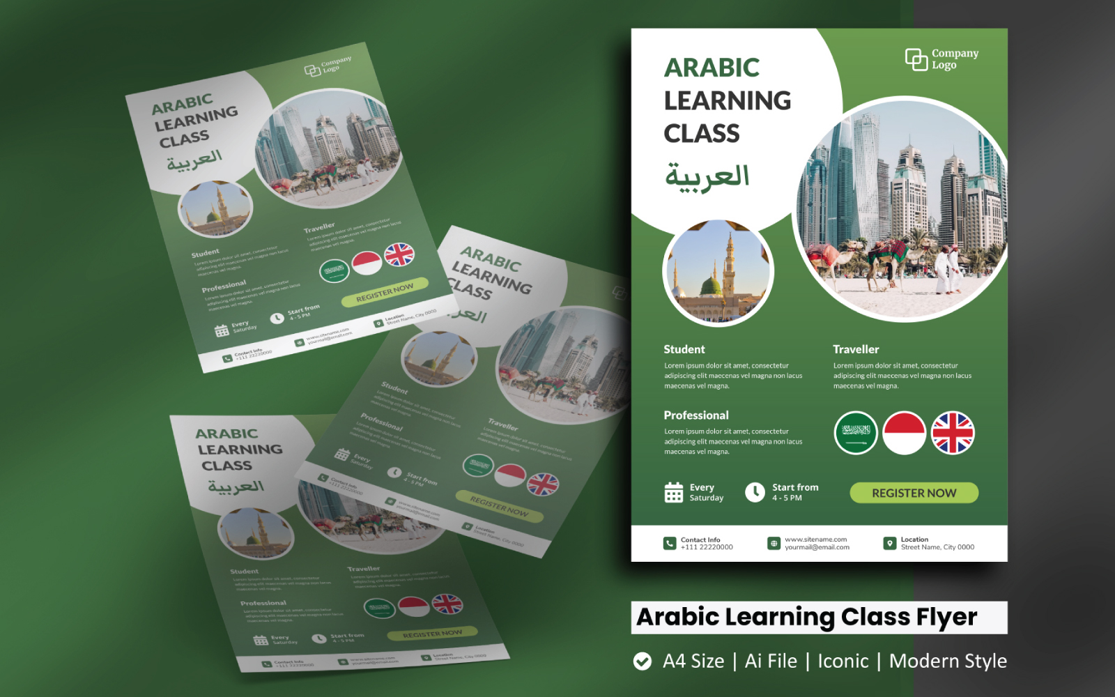 Arabic Learning Class Flyer Corporate Identity Template
