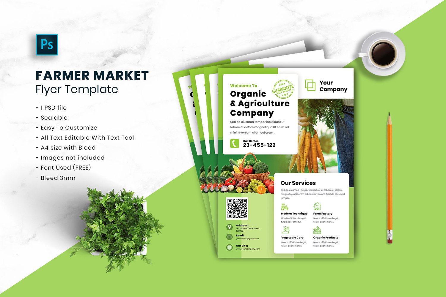 Farmer Market Flyer Template vol.08