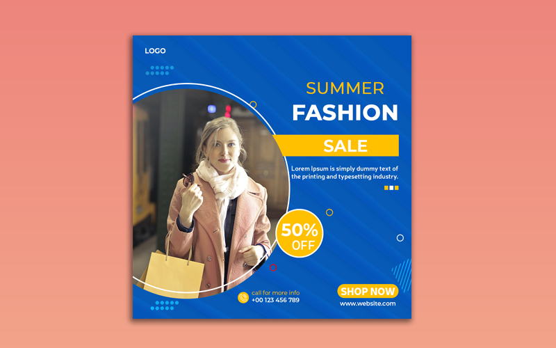 Big Sale Summer Fashion Instagram Post for Social Media Template