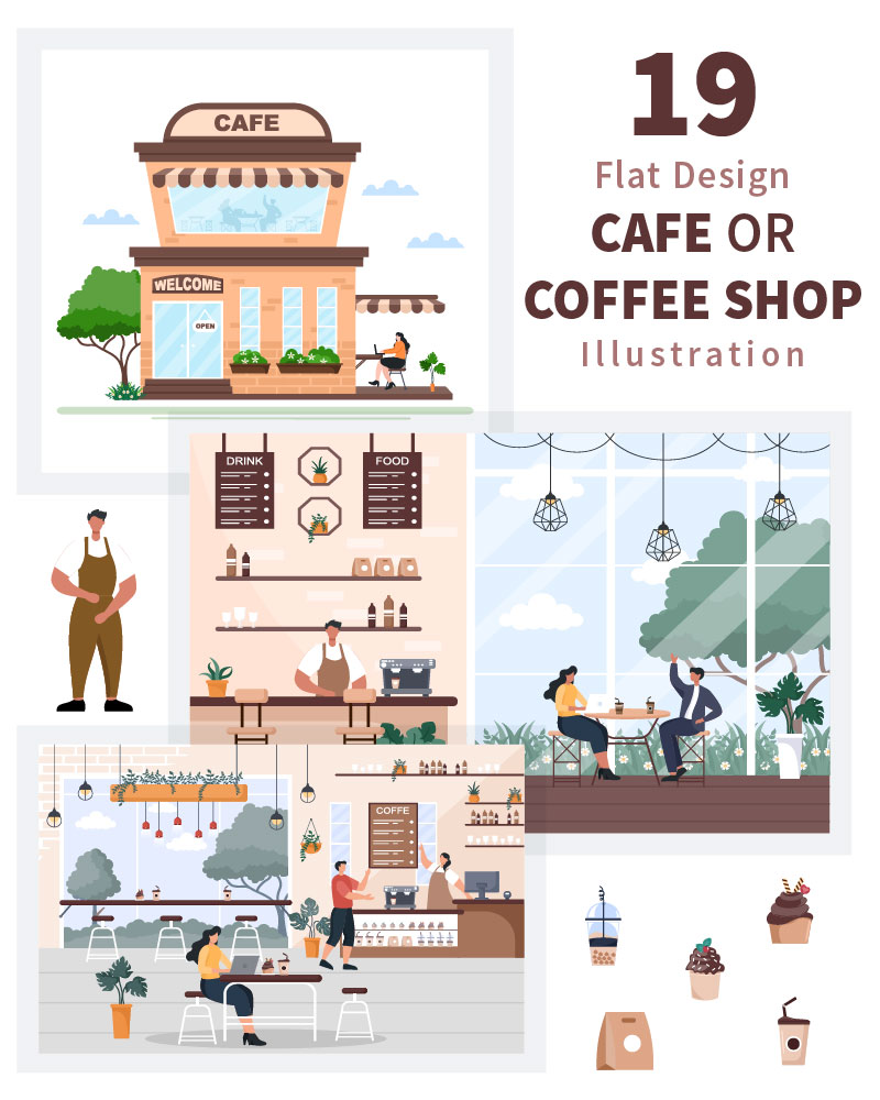 19 Cafe or Coffee Shop Illustration