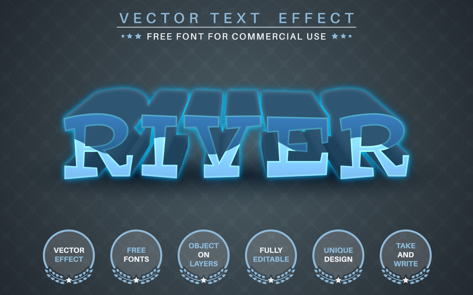 Water River - Editable Text Effect, Font Style, Graphics Illustration