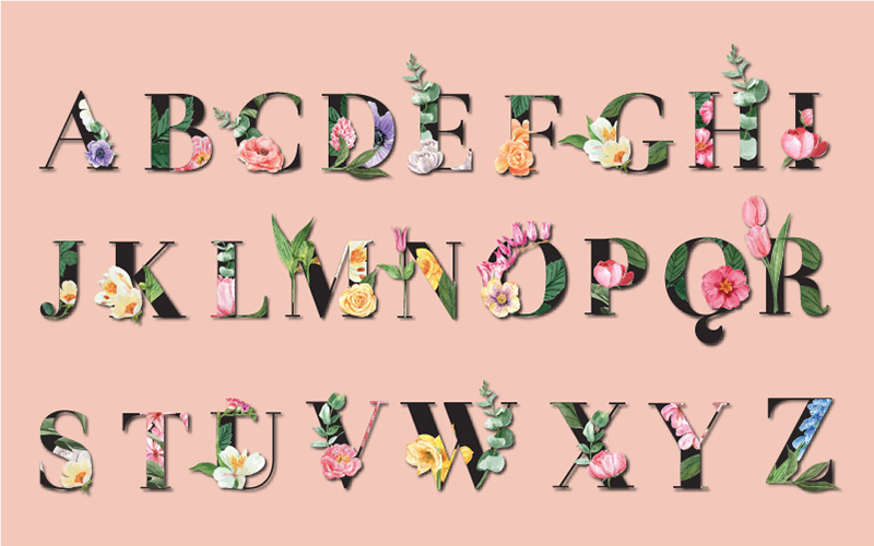 Floral Alphabet Elements - Illustration