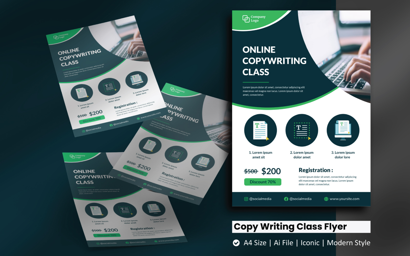 Online Copy Writing Class Flyer Corporate Identity Template