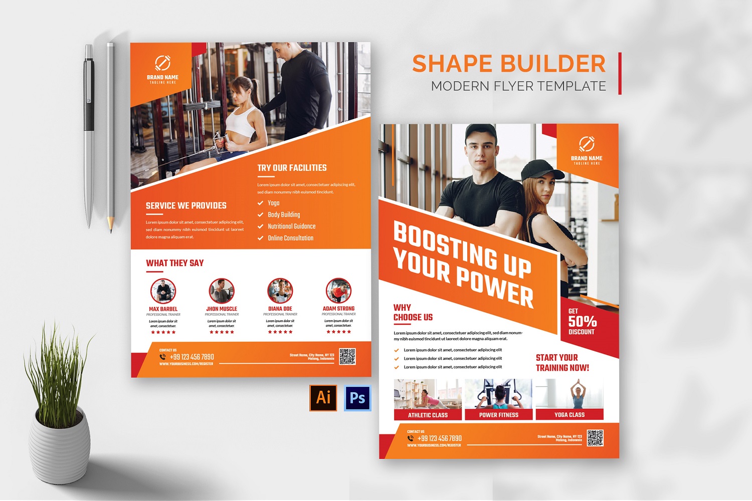 Shape Builder Gym Flyer Print Template