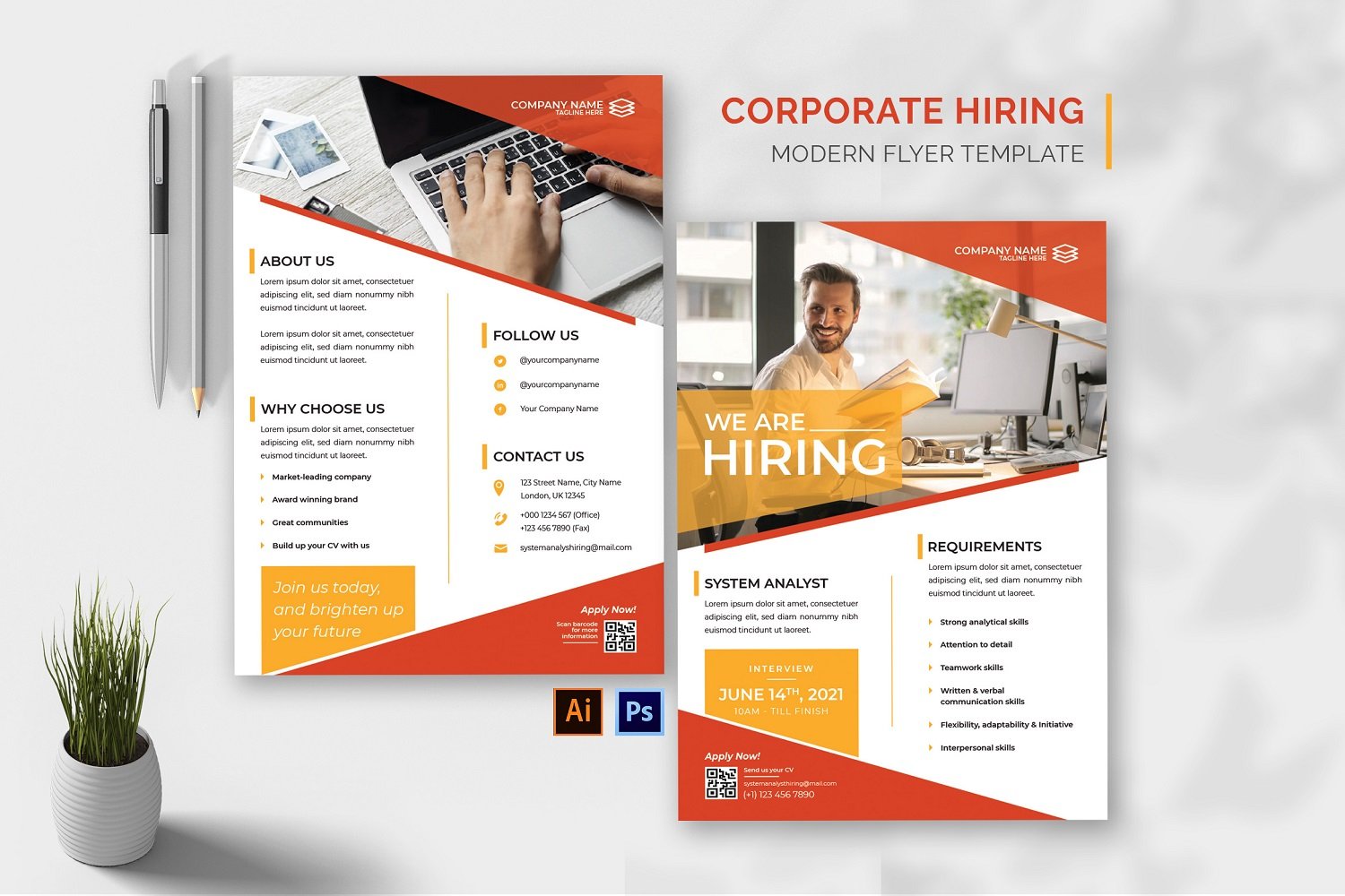 Corporate Hiring Flyer Print Template