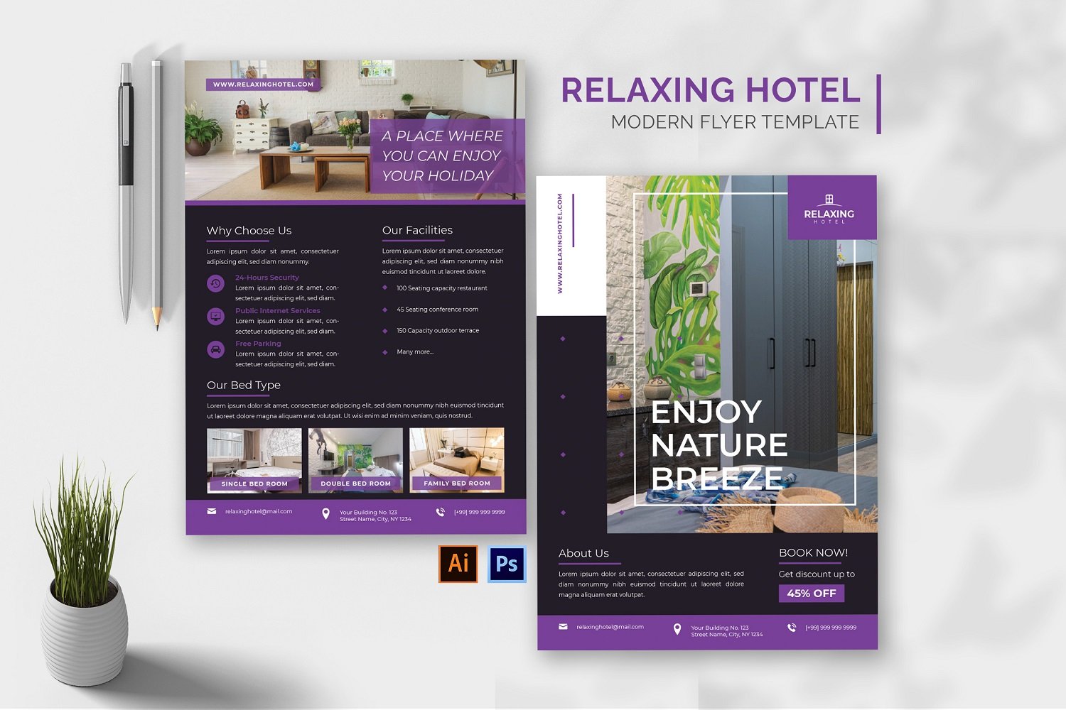 The Relaxing Hotel Flyer Print Template