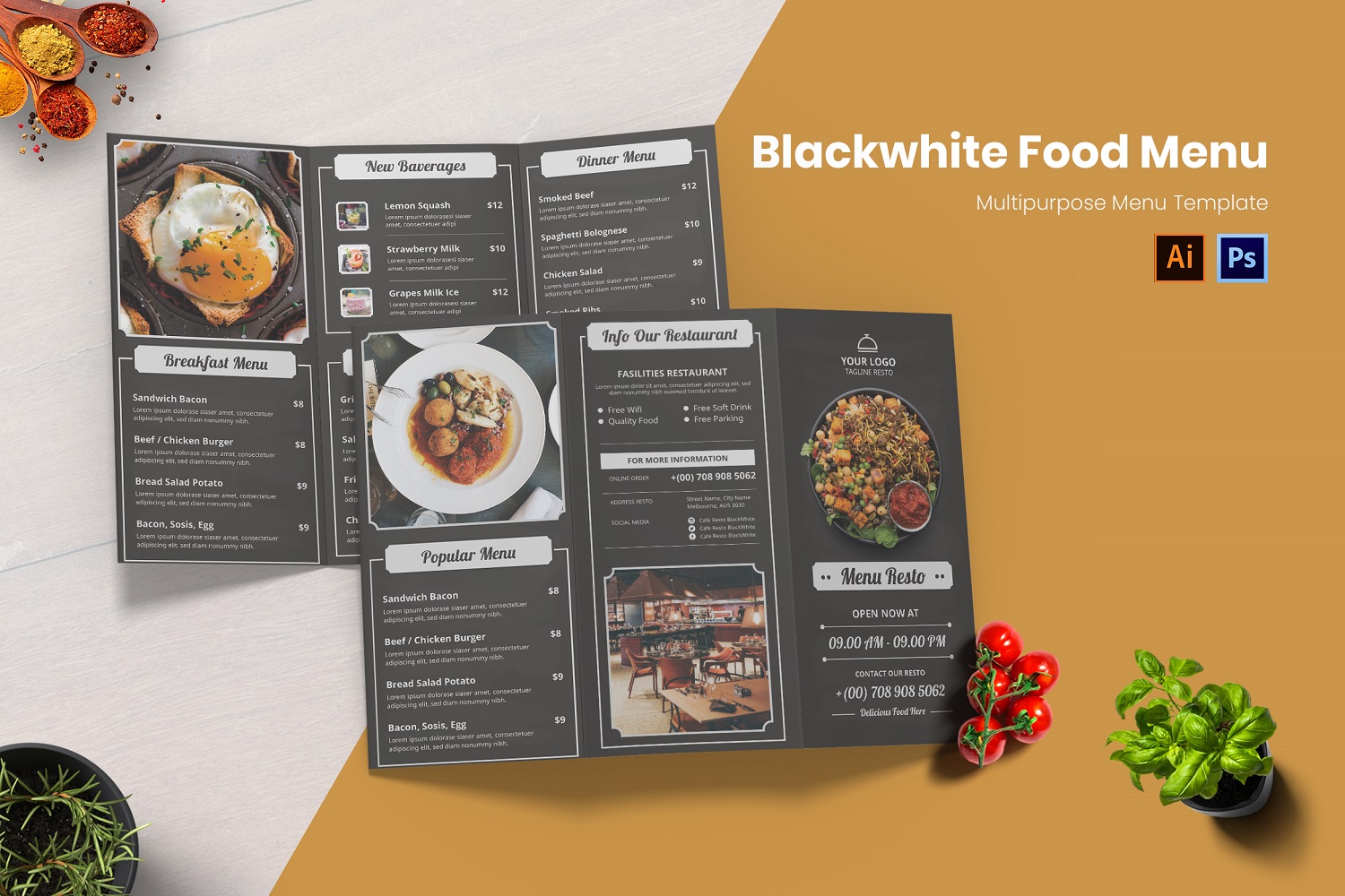 Blackwhite Concept Food Menu