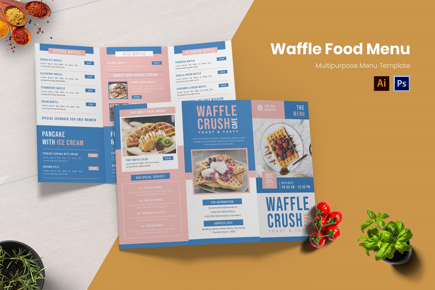 Waffle Crush Food Menu Print Template