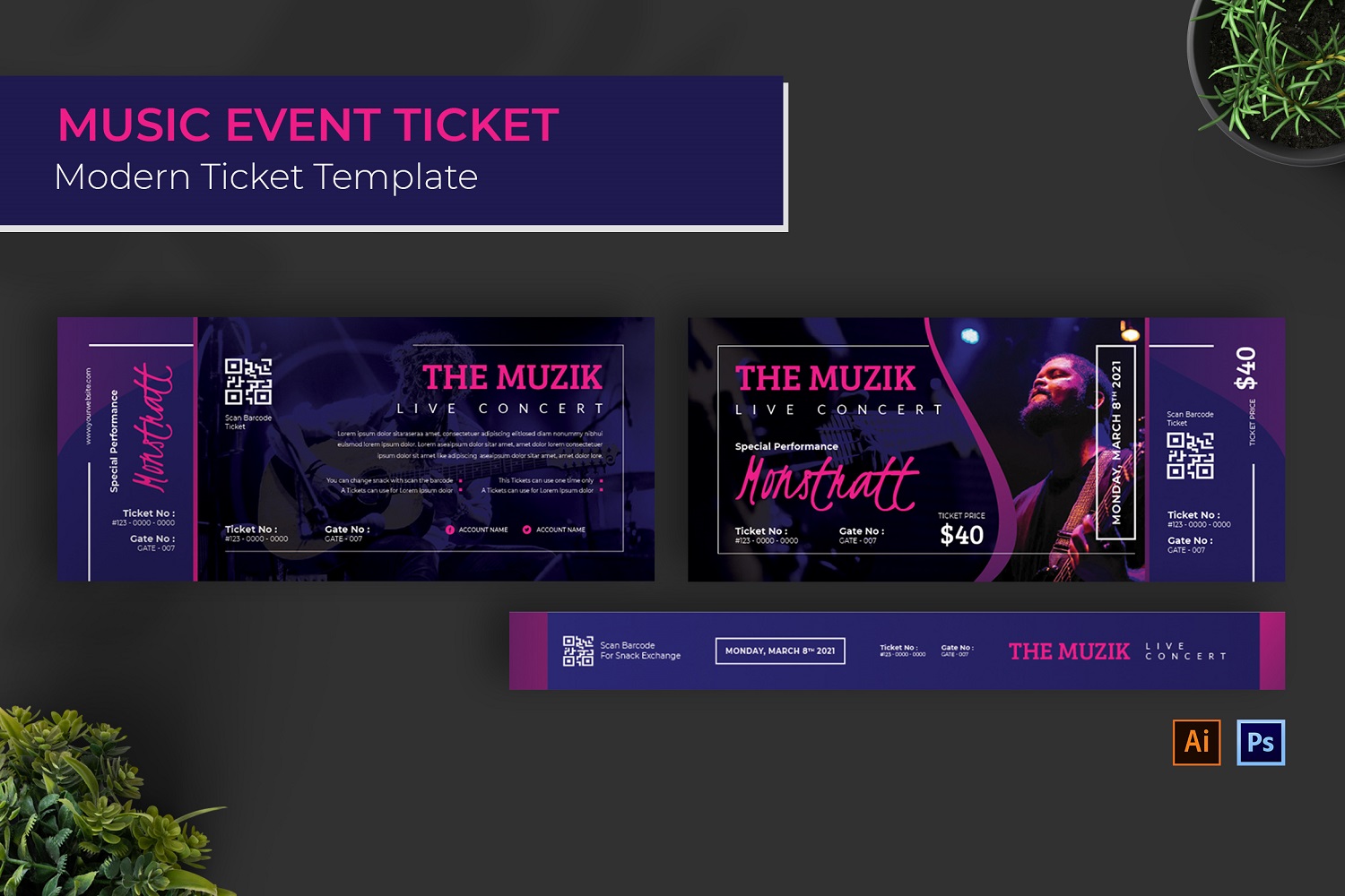 Musical Concert Ticket Print Template