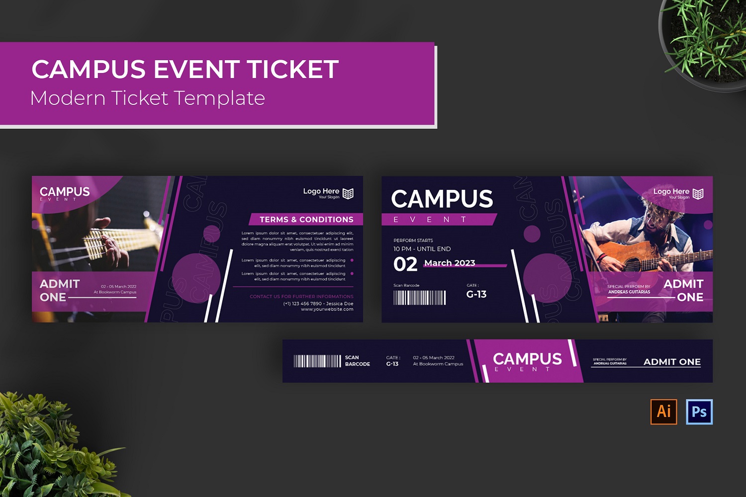 Campus Event Ticket Print Template