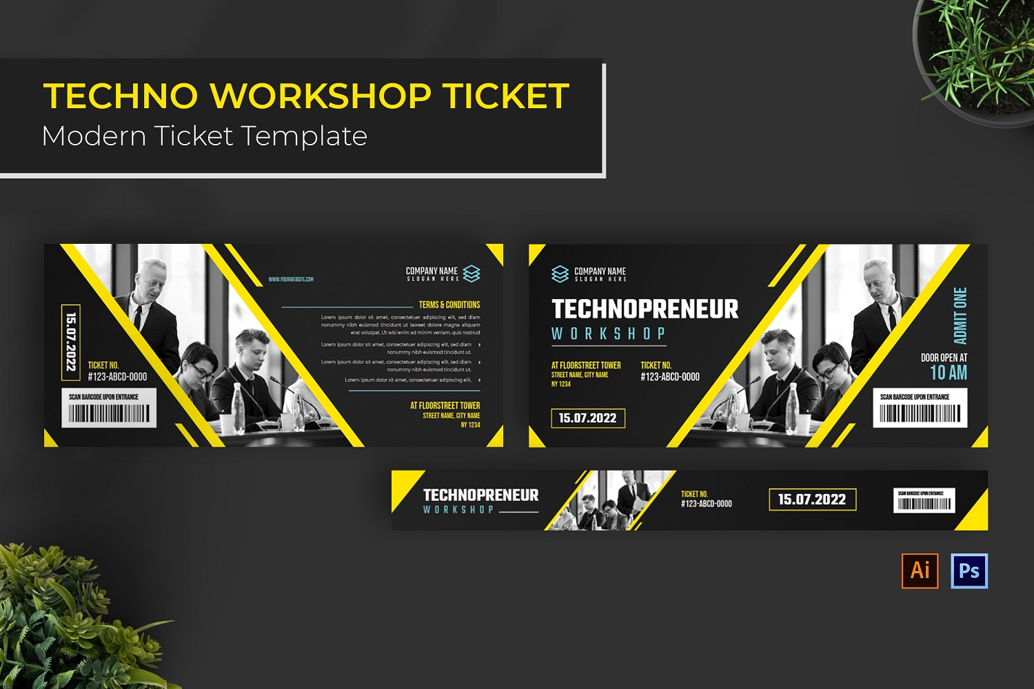 Techno Workshop Ticket Print Template