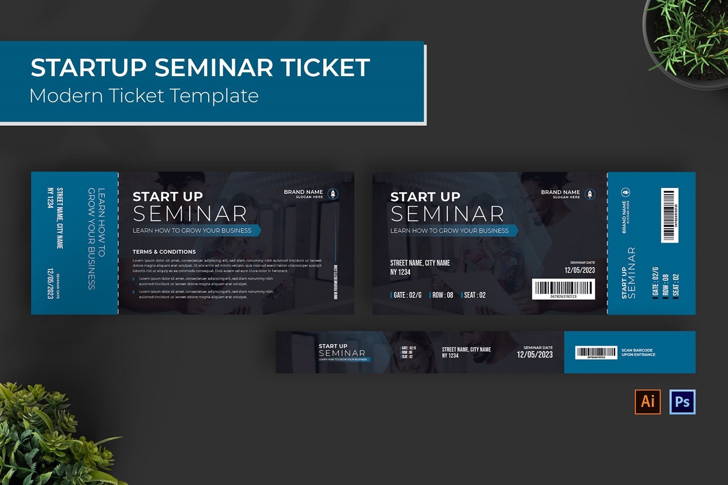 Start Up Seminar Ticket Print Template