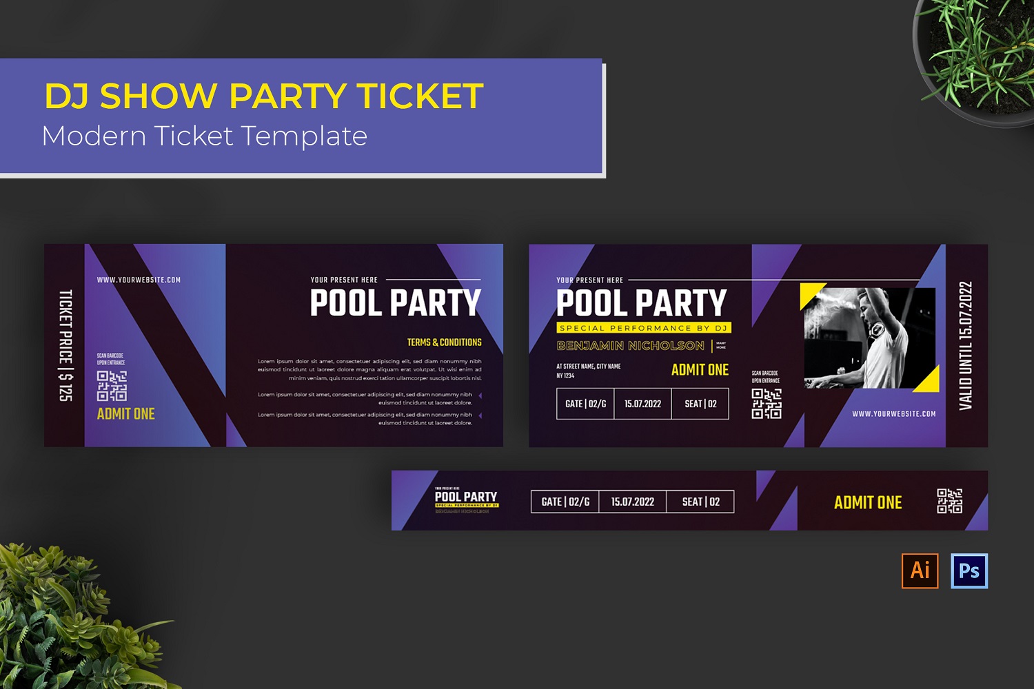 DJ Show Ticket Print Template