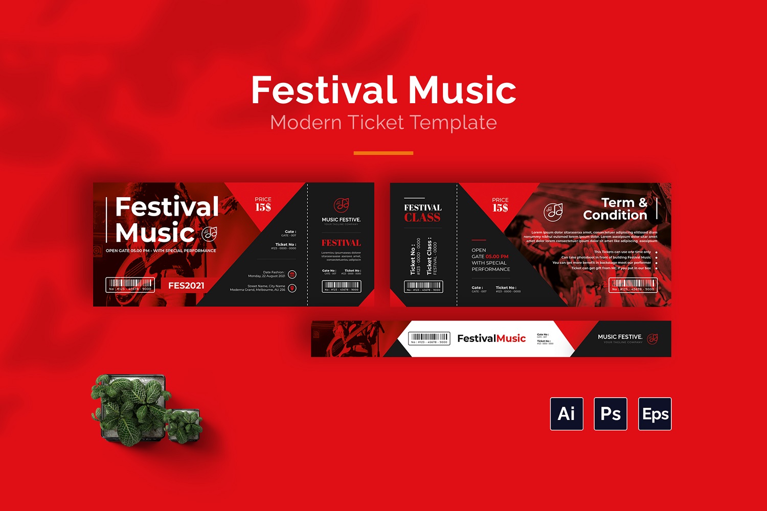 Festival Musical Ticket Print Template