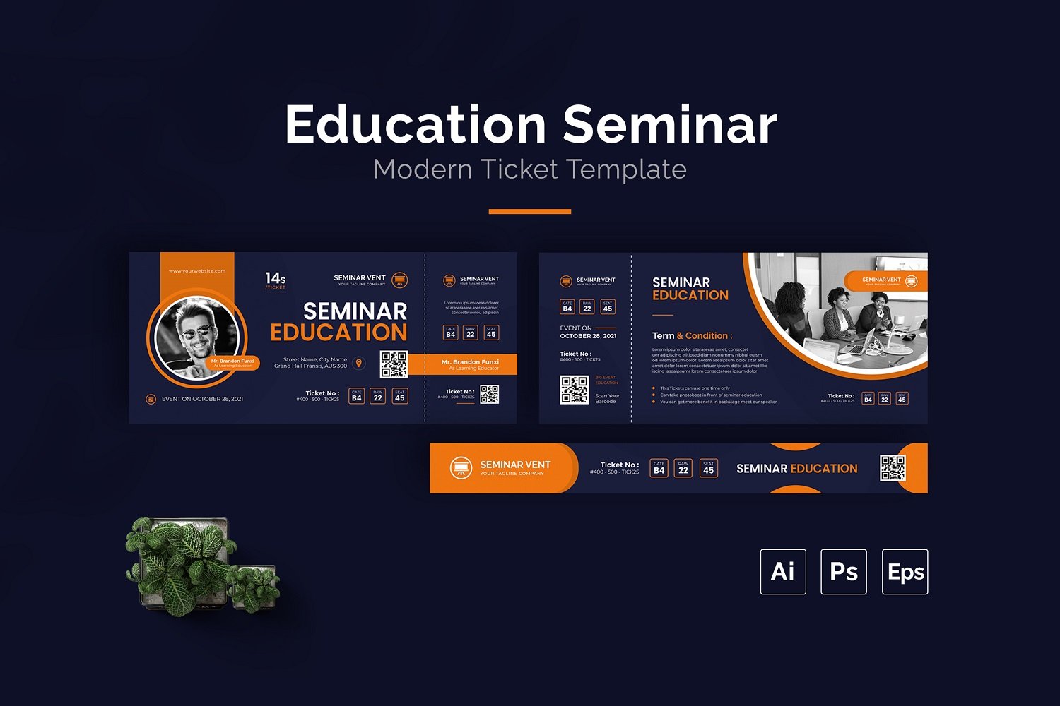 Education Seminar Ticket Print Template