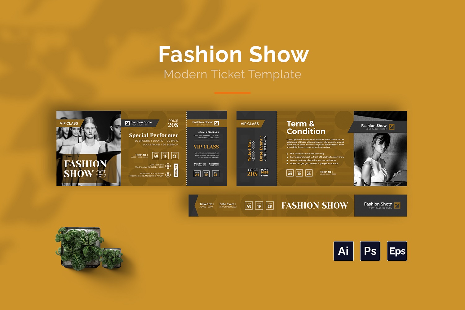 Fashionis Show Ticket Print Template