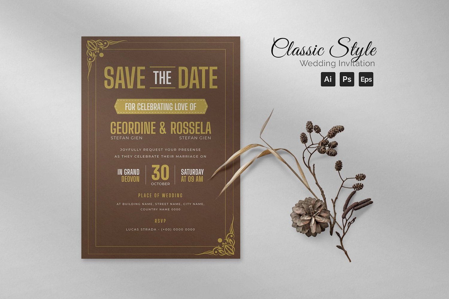 Classic Style Wedding Invitation