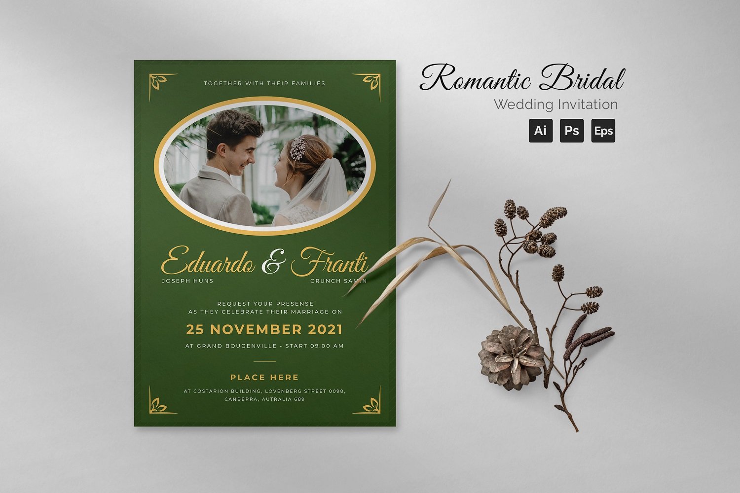 Romantic Bridal Wedding Invitation