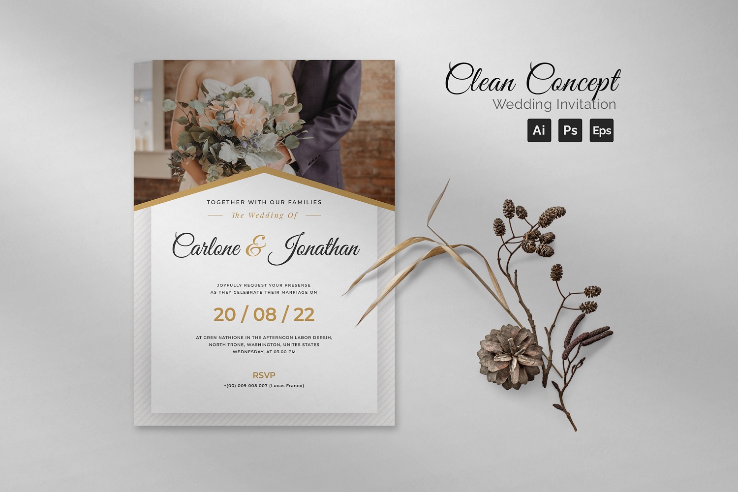 Clean Concept Wedding Invitation