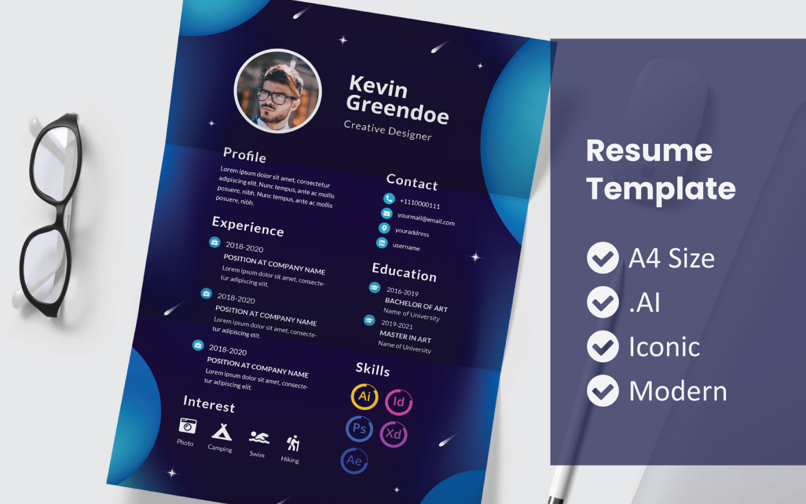 Outer Space Resume Printable Template