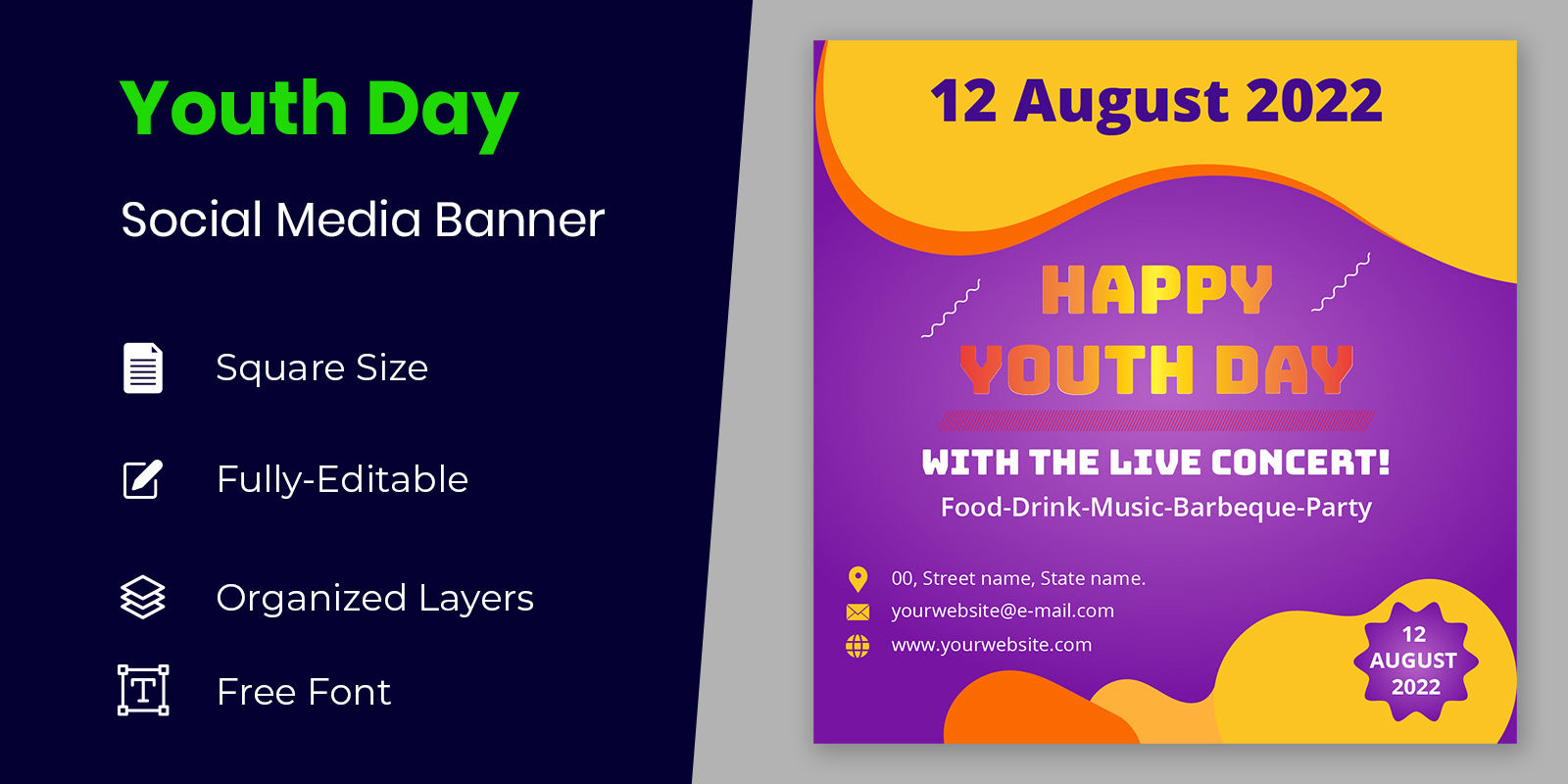 International Youth Day Social Poster Design 2022