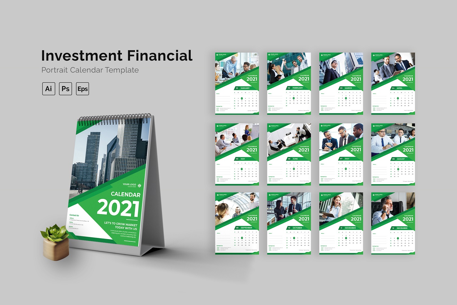 Investment Financial Calendar Portrait
