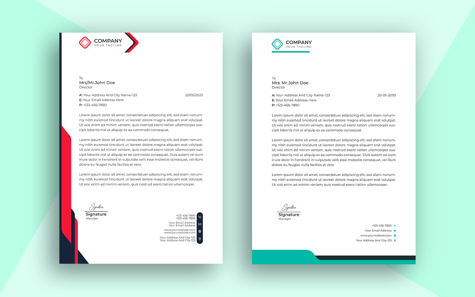 Professional Corporate Minimalist Simple Letterhead Design Template