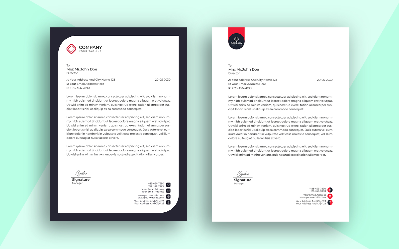 Corporate Letterhead Minimalist and Simple Design Template